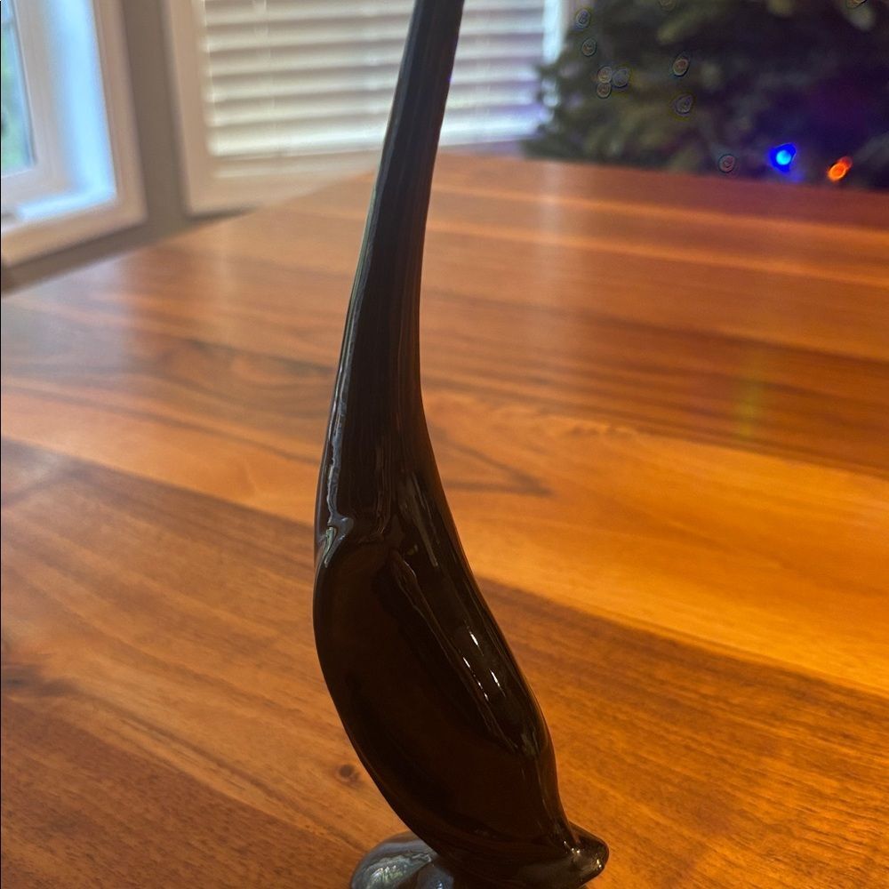 Black Crane Long Neck Bird Ceramic Pottery Art Statue Marked Japan 10.25” - Picture 5 of 8